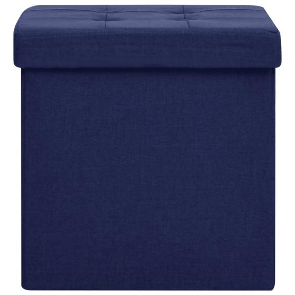 Hocker mit Stauraum Blau Leinenoptik