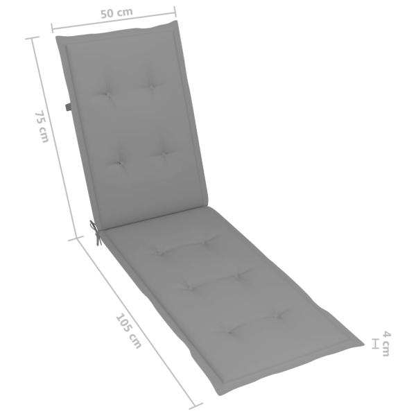 Liegestuhl mit Fußstütze und Auflage Massivholz Akazie