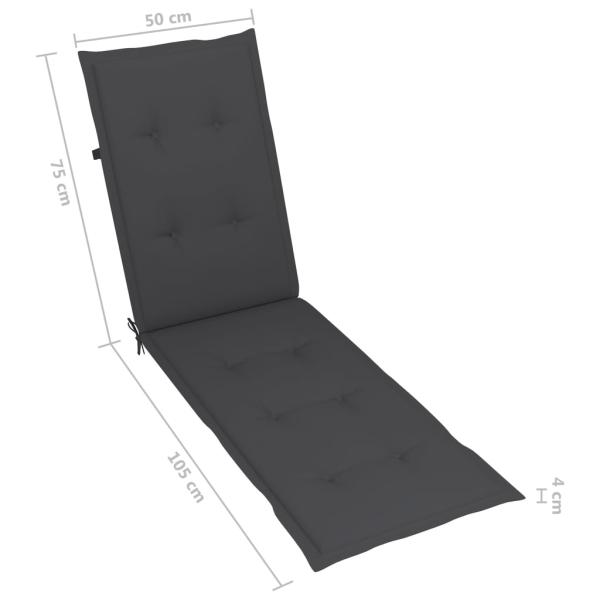 Liegestuhl mit Fußstütze und Auflage Massivholz Akazie