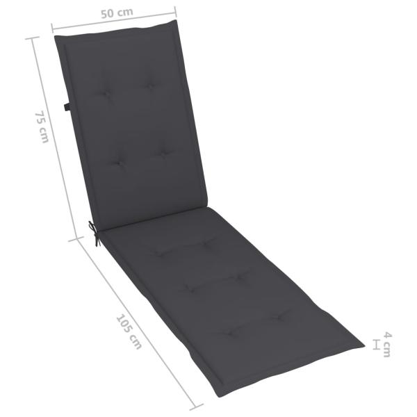 Liegestuhl mit Fußstütze und Auflage Massivholz Akazie