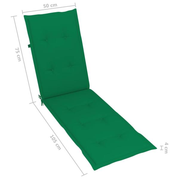 Liegestuhl mit Fußstütze und Auflage Massivholz Akazie