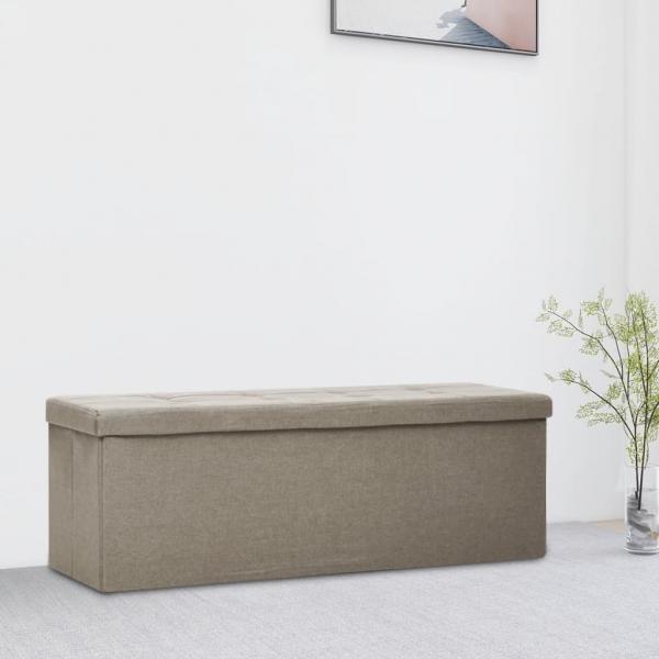 ARDEBO.de - Faltbare Sitzbank mit Stauraum Taupe Leinenoptik