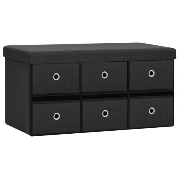 Faltbare Sitzbank mit Stauraum Schwarz 76x38x38 cm Leinenoptik