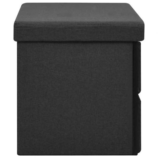 Faltbare Sitzbank mit Stauraum Schwarz 76x38x38 cm Leinenoptik