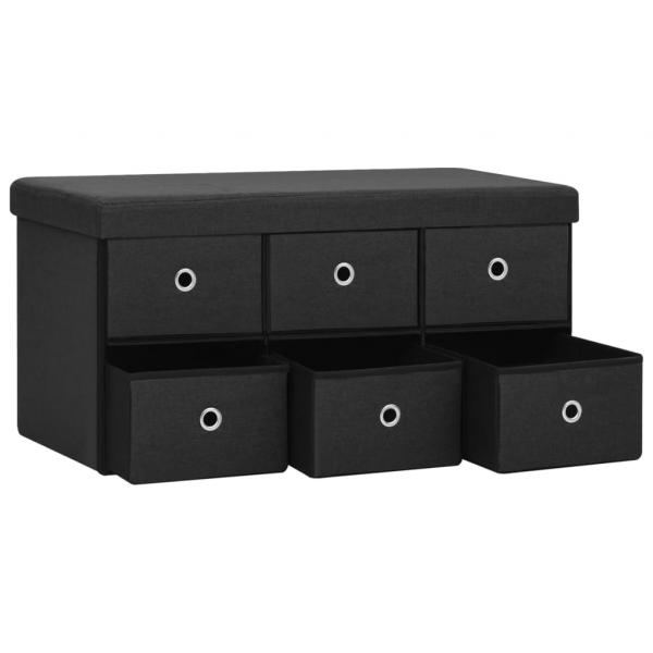Faltbare Sitzbank mit Stauraum Schwarz 76x38x38 cm Leinenoptik