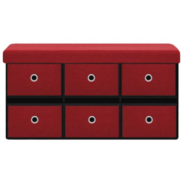 Faltbare Sitzbank mit Stauraum Weinrot 76x38x38 cm Leinenoptik