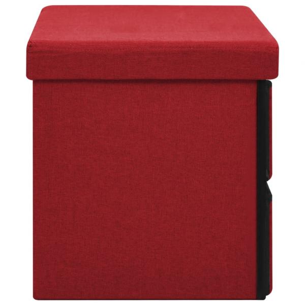 Faltbare Sitzbank mit Stauraum Weinrot 76x38x38 cm Leinenoptik