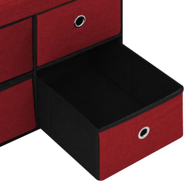 Faltbare Sitzbank mit Stauraum Weinrot 76x38x38 cm Leinenoptik