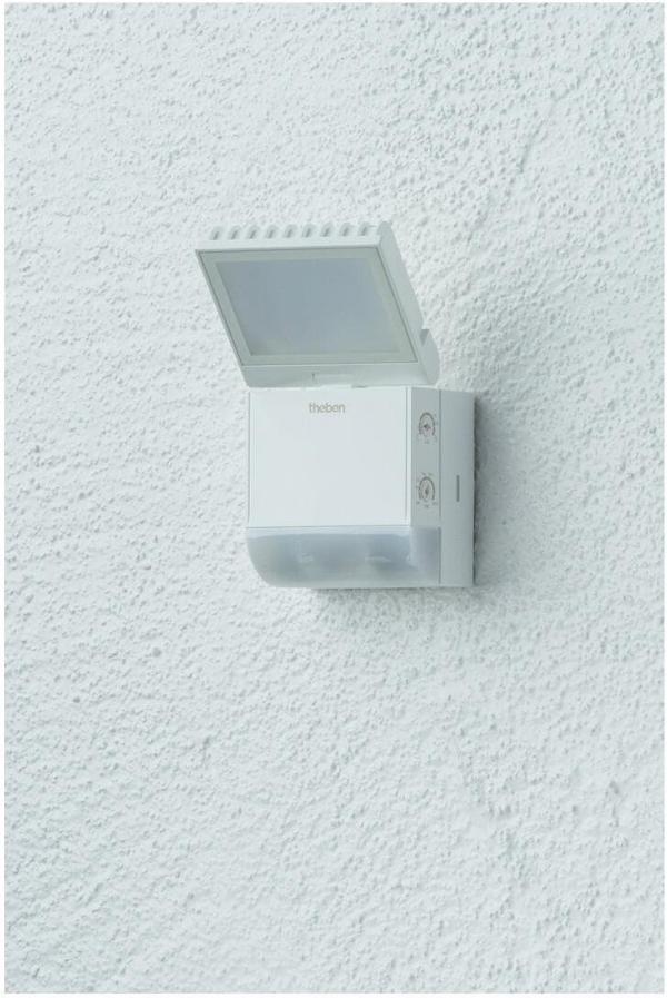 Theben theLeda S8-100 WH LED-Strahler Wandmontage, 8,5 Watt, weiß, 1 LED-Panel, drehbar / schwenkbar, Bewegungsmelder, 4000 K (neutralweiß) 1020800