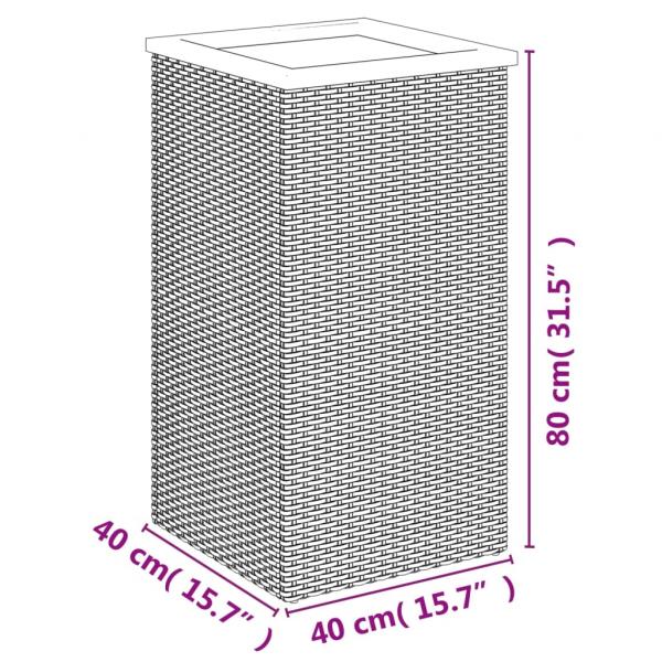 Pflanzkübel Schwarz 40x40x80 cm Poly Rattan