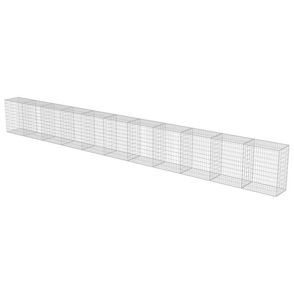 Gabionenwand mit Abdeckung Verzinkter Stahl 900×50×100 cm