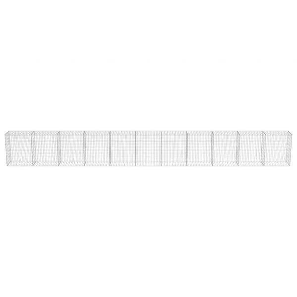 Gabionenwand mit Abdeckung Verzinkter Stahl 900×50×100 cm