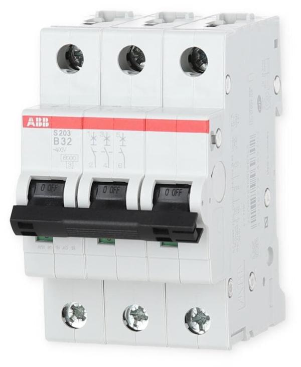 ABB S203-B32 Sicherungsautomat, 6kA, 32A, 3-Polig (2CDS253001R0325)
