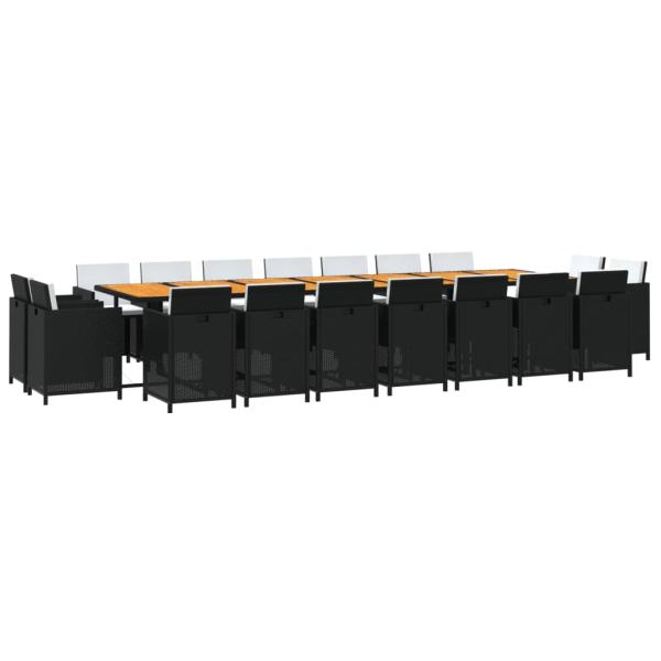 19-tlg. Garten-Essgruppe mit Kissen Schwarz Poly Rattan