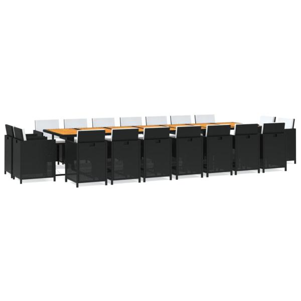 19-tlg. Garten-Essgruppe mit Kissen Schwarz Poly Rattan