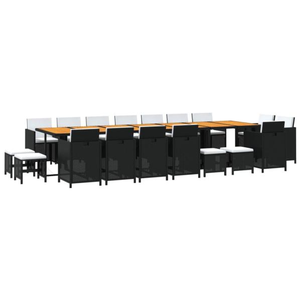 19-tlg. Garten-Essgruppe mit Kissen Schwarz Poly Rattan
