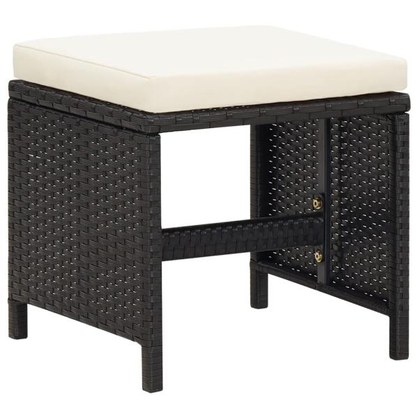 19-tlg. Garten-Essgruppe mit Kissen Schwarz Poly Rattan