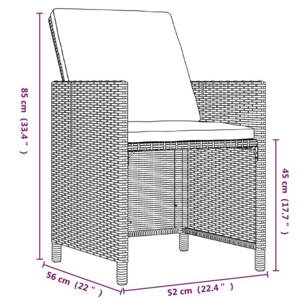 19-tlg. Garten-Essgruppe mit Kissen Schwarz Poly Rattan