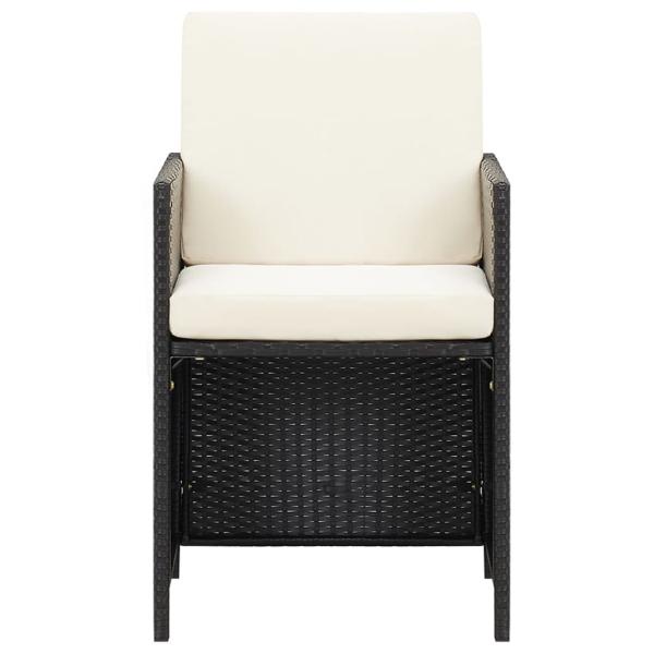 17-tlg. Garten-Essgruppe mit Kissen Schwarz Poly Rattan