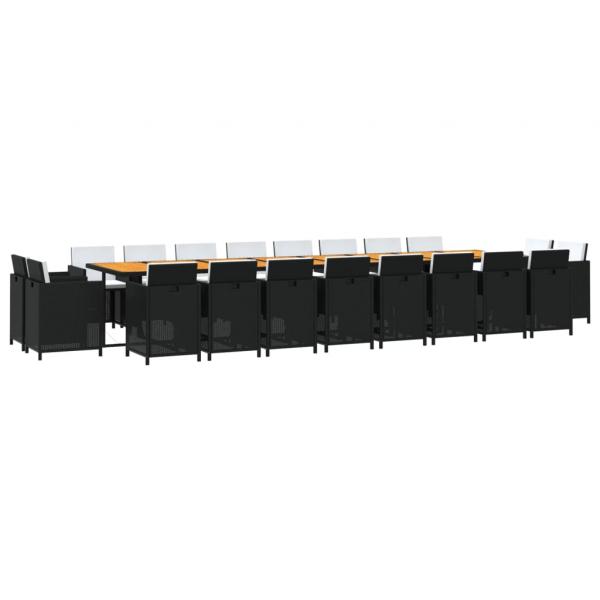 21-tlg. Garten-Essgruppe mit Kissen Schwarz Poly Rattan