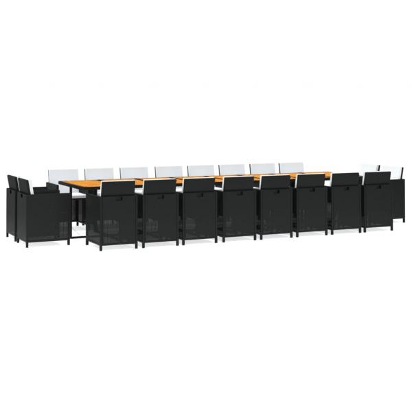 21-tlg. Garten-Essgruppe mit Kissen Schwarz Poly Rattan