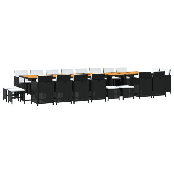 21-tlg. Garten-Essgruppe mit Kissen Schwarz Poly Rattan