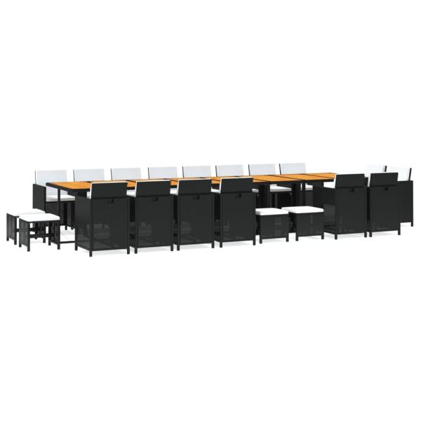 21-tlg. Garten-Essgruppe mit Kissen Schwarz Poly Rattan