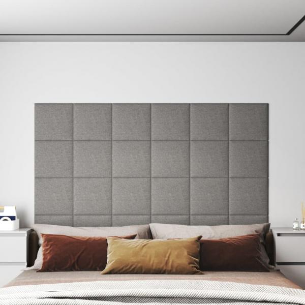 ARDEBO.de - Wandpaneele 12 Stk. Hellgrau 30x30 cm Stoff 1,08 m²