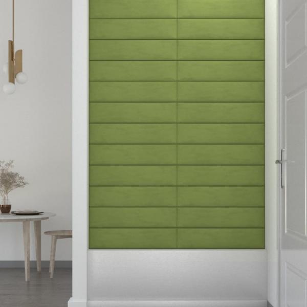 Wandpaneele 12 Stk. Dunkelgrün 60x15 cm Samt 1,08 m²