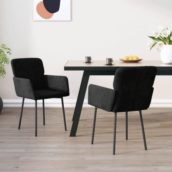 ARDEBO.de - Esszimmerstühle 2 Stk. Schwarz Samt