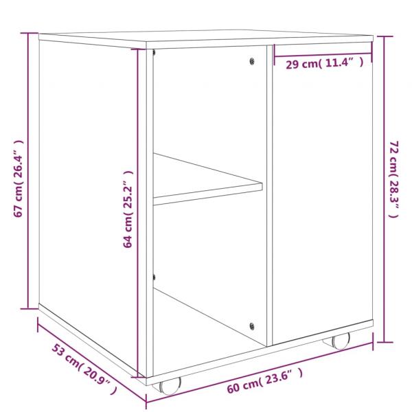 Rollschrank Grau Sonoma 60x53x72 cm Holzwerkstoff