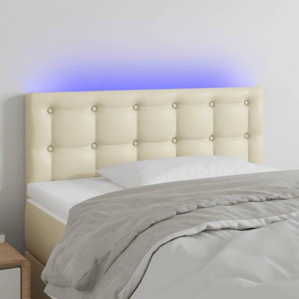 ARDEBO.de - LED Kopfteil Creme 90x5x78/88 cm Kunstleder