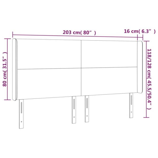 LED Kopfteil Schwarz 203x16x118/128 cm Stoff