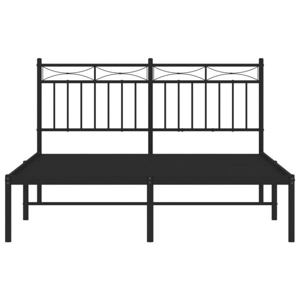 Bettgestell mit Kopfteil Metall Schwarz 135x190 cm
