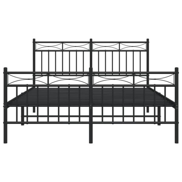 Bettgestell mit Kopf- und Fußteil Metall Schwarz 135x190 cm