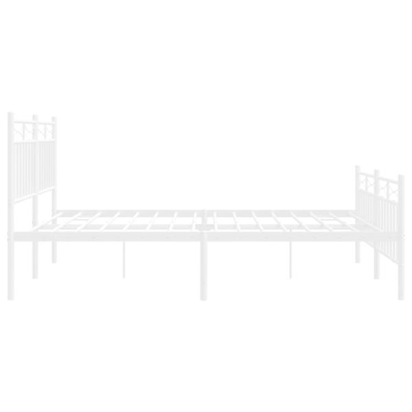 ARDEBO.de - Bettgestell mit Kopf- und Fußteil Metall Weiß 150x200 cm