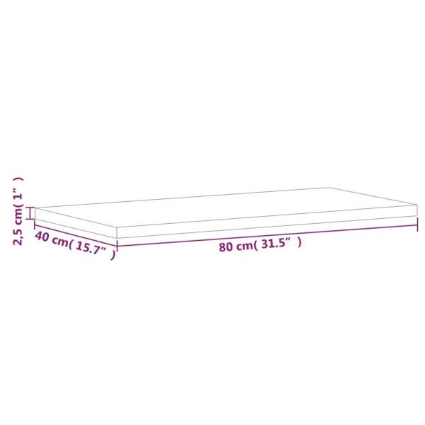 Tischplatte 80x40x2,5 cm Rechteckig Massivholz Buche