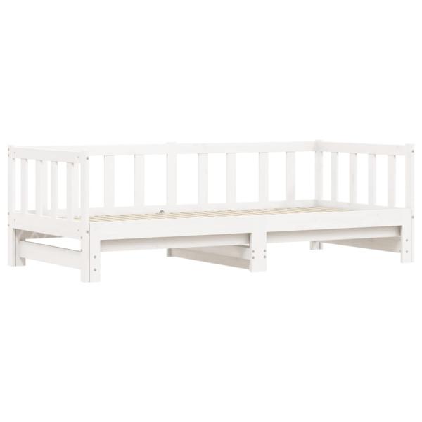 Tagesbett Ausziehbar Weiß 90x190 cm Massivholz Kiefer