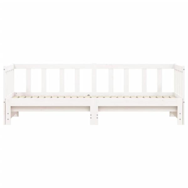 Tagesbett Ausziehbar Weiß 90x190 cm Massivholz Kiefer