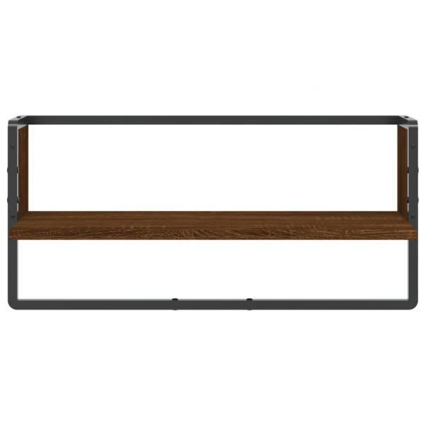 Wandregal mit Stange Braun Eichen-Optik 65x25x30 cm