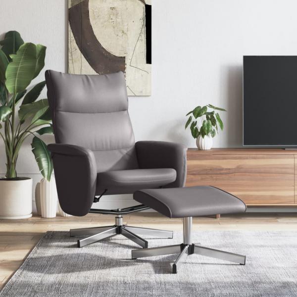 ARDEBO.de - Relaxsessel mit Fußhocker Grau Kunstleder