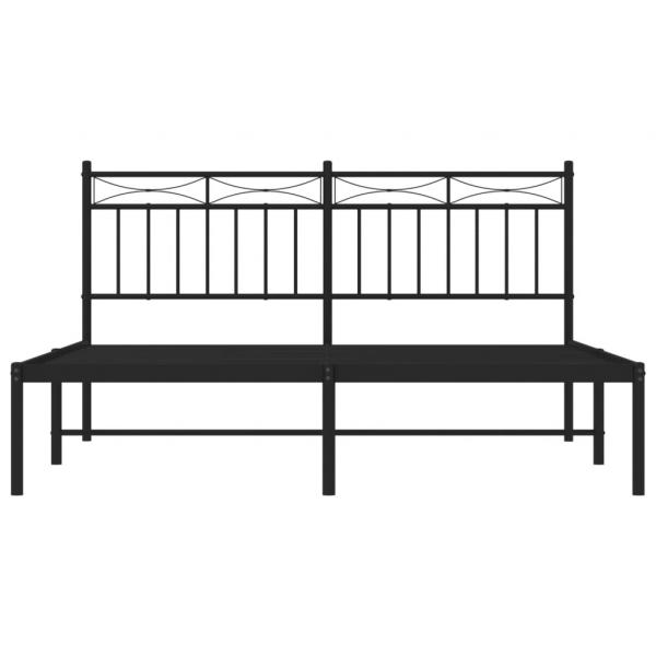 Bettgestell mit Kopfteil Metall Schwarz 160x200 cm