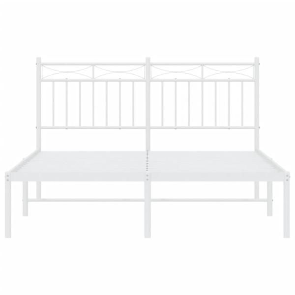 Bettgestell mit Kopfteil Metall Weiß 135x190 cm