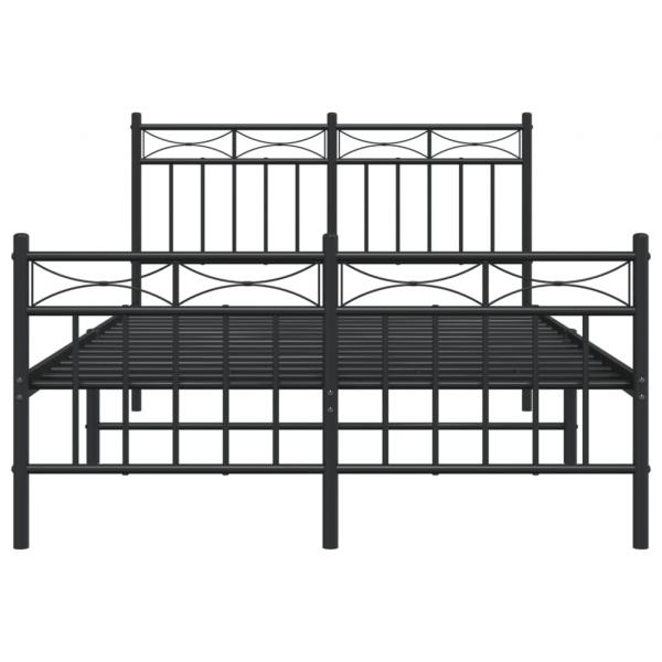 Bettgestell mit Kopf- und Fußteil Metall Schwarz 120x200 cm