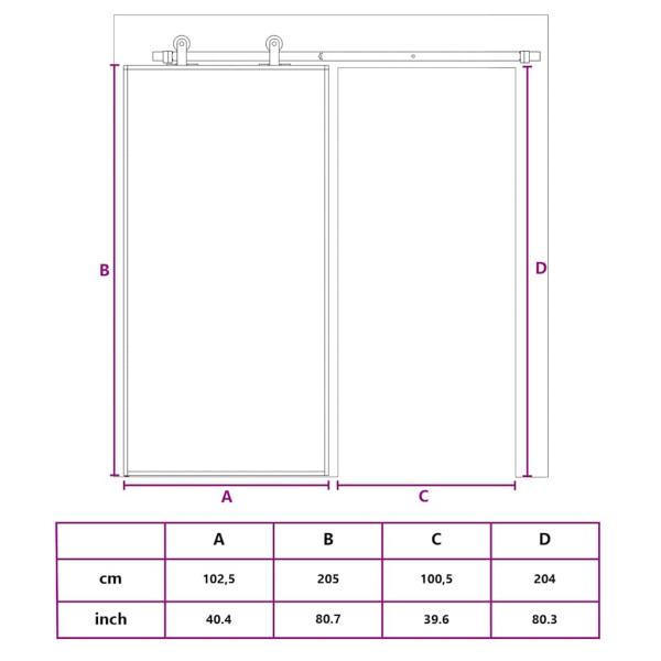 Schiebetür ESG Glas und Aluminium 102,5x205 cm Weiß