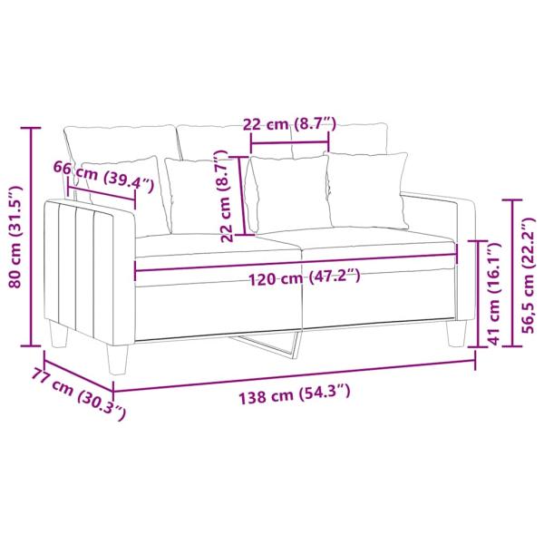 2-Sitzer-Sofa Dunkelgrau 120 cm Stoff