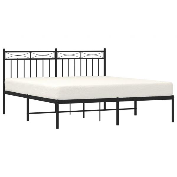 ARDEBO.de - Bettgestell mit Kopfteil Metall Schwarz 150x200 cm