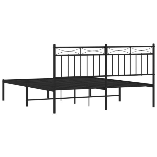 Bettgestell mit Kopfteil Metall Schwarz 150x200 cm
