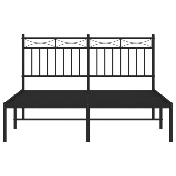 Bettgestell mit Kopfteil Metall Schwarz 140x190 cm