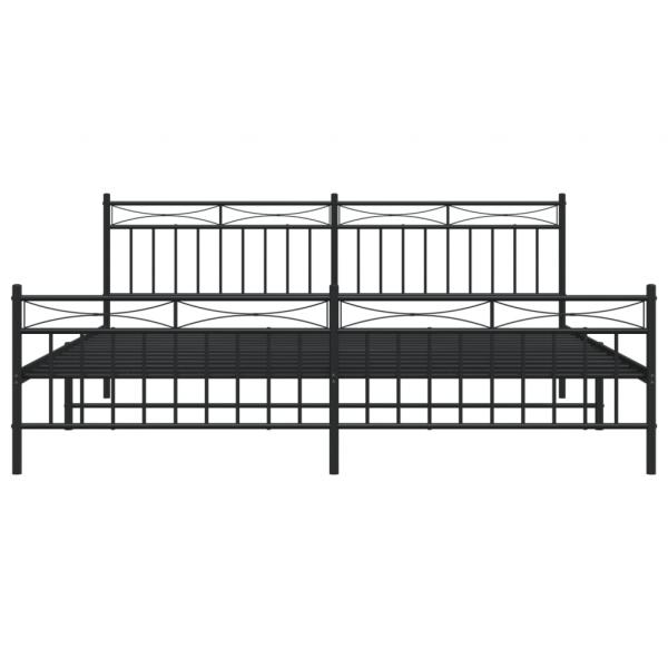 Bettgestell mit Kopf- und Fußteil Metall Schwarz 200x200 cm